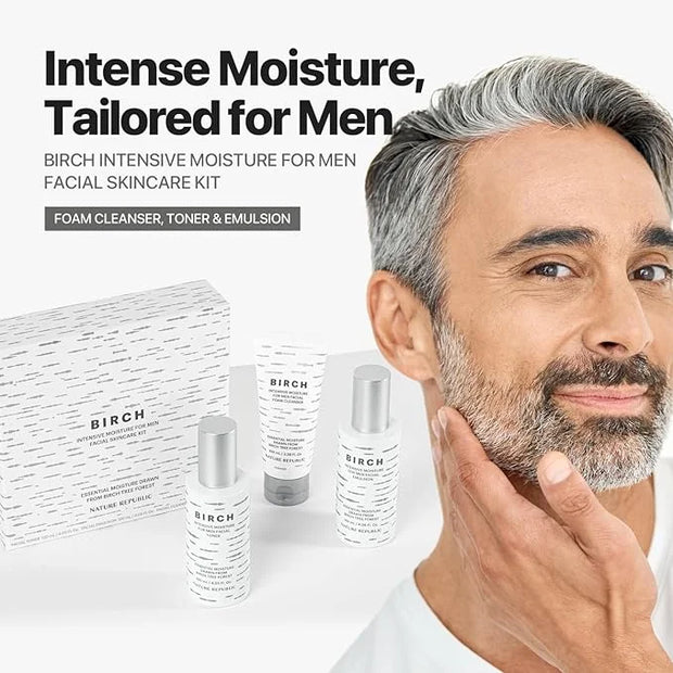 Nature Republic Birch Intensive for Men Skin Care Kit, Face Wash & Moisturizer for Hydrated Skin, Facial Toner (4.05 Fl.Oz...