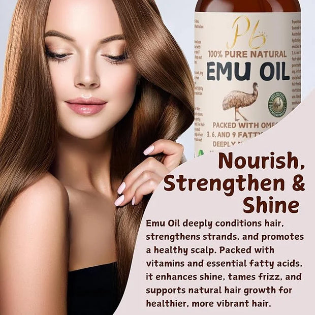 Emu Oil, 100% Pure Australian Emu Oil – Refined & Unscented – Natural Moisturizer for Hair, Skin, Face & Body – Helps with...