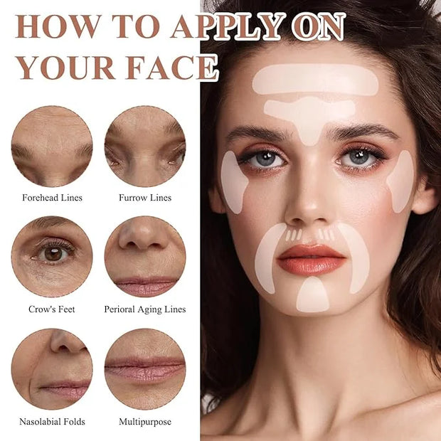 32 PCS Face Wrinkle Patches, Wrinkle Patches for Face Overnight, Silicone Face Lifting Tapes, Reduce Fine Lines Suitable f...