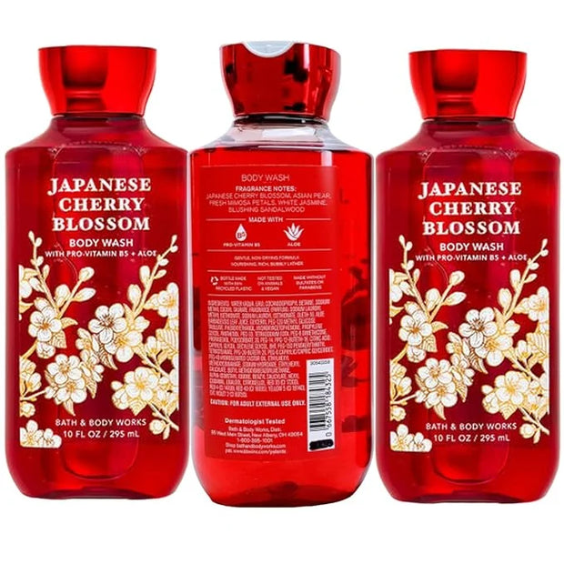 Japanese Cherry Blossom Shower Gel Body Wash - Set of THREE (3) bottles (10 oz ea) -- Bath & Body Works Signature Collecti...