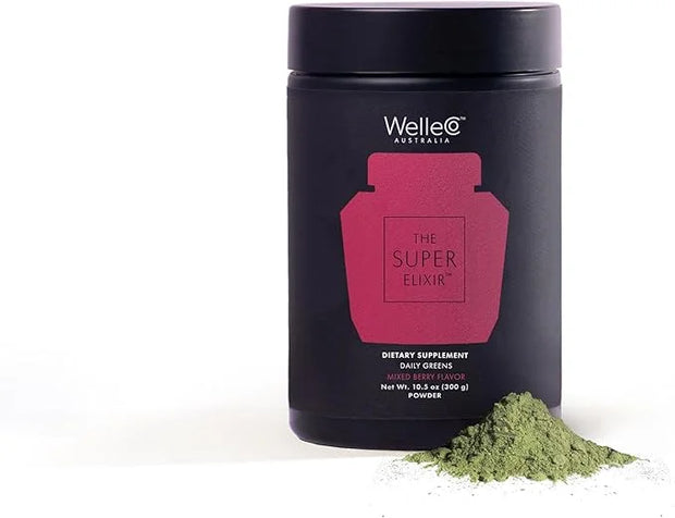 WelleCo The Super Elixir Daily Greens Powder, Probiotic Drink Mix with Whole Foods, Gluten Free, Vegan Gut Health Powder, ...