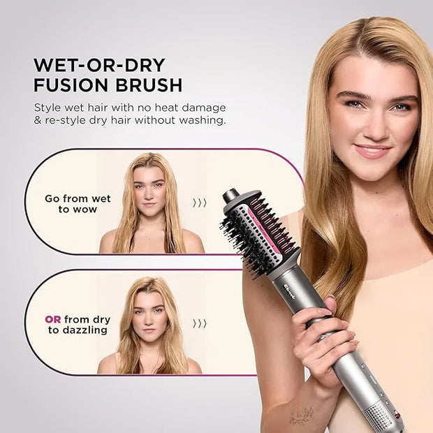 Shark FlexFusion Hair Dryer with Fusion Hair Brush, Diffuser, Ceramic Air Styler with Auto-Wrap Hair Curlers, Ceramic Plat...