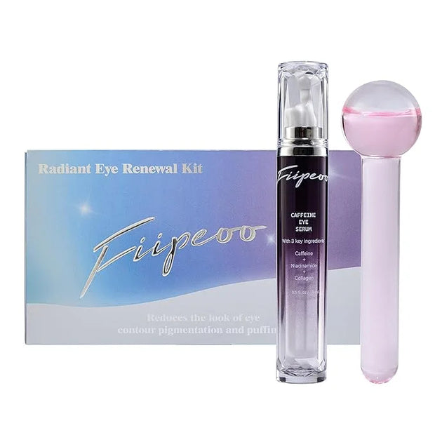 Eye Serum for Dark Circles and Puffiness, Caffeine Eye Serum Infused Collagen and Niacinamide with Ice Globe for Puffy Eye...