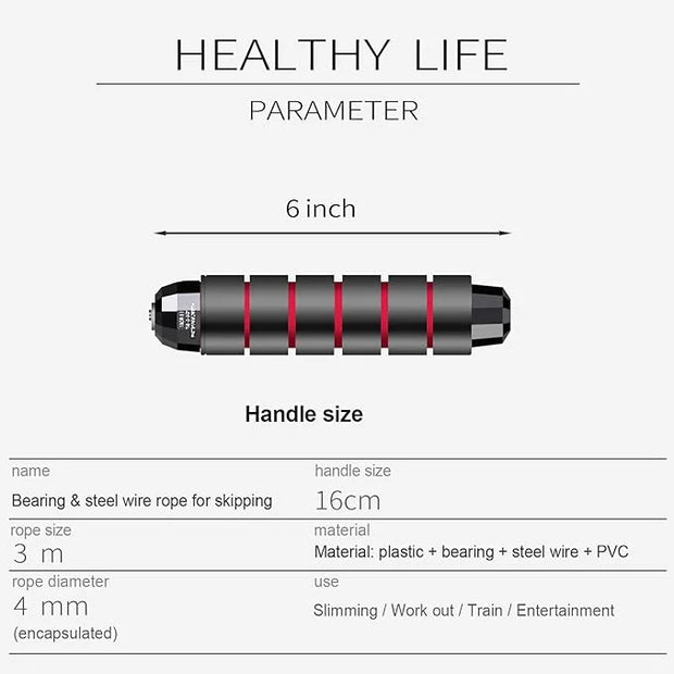 Skipping Rope with Ball Bearings Rapid Speed Adjustable 6â€ Memory - Product Image
