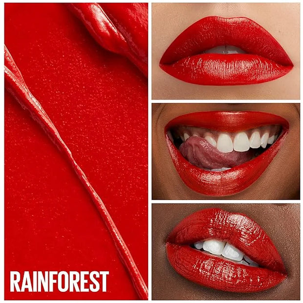 Maybelline Green Edition Butter Cream High-Pigment Bullet Lipstick, Rainforest, Bright Red, 0.12 oz - Product Image