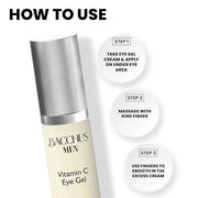 Bacchus Men Vitamin C Eye Gel, Reduce Dark Circles, Spots and Eye Puffiness - Anti Aging Treatment Nourishes, Revitalizes,...