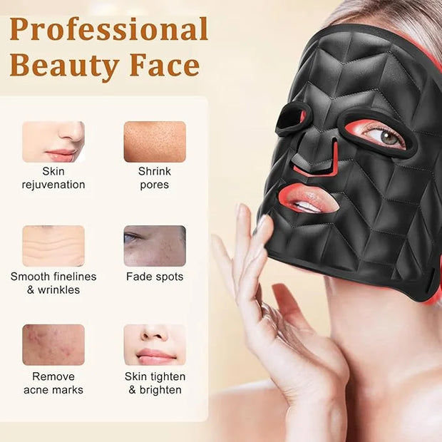Hotodeal LED Face Mask Light Therapy,3 Colors Light Therapy for Skin Rejuvenation Anti-aging Beauty Red Light Therapy,Sili...