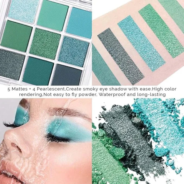 9Colors Green Avocado Color Colorful Bright Eyeshadow Palette Makeup,Highly Pigmented Matte Sparkle Eye Shadow Palette Lon...