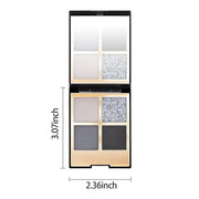 4 Colors Eyeshadow Makeup Palette,Black Gray Highly Pigmented Natural Neutral Nude Smoke Eye Shadow Palette with Mirror,Lo...