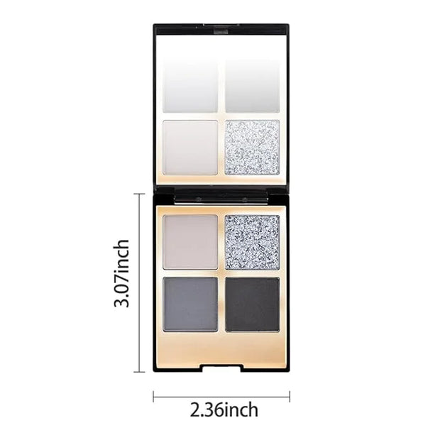 4 Colors Eyeshadow Makeup Palette,Black Gray Highly Pigmented Natural Neutral Nude Smoke Eye Shadow Palette with Mirror,Lo...