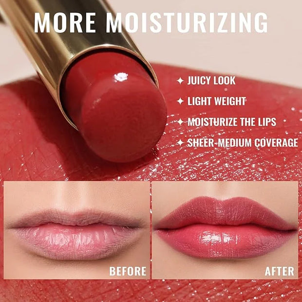 Oulac Apple Red Lipstick - Moisturizing Lip Stick Glossy Solid Shine Lip Gloss, Sheer Shine Juicy Finish, Lightweight and ...