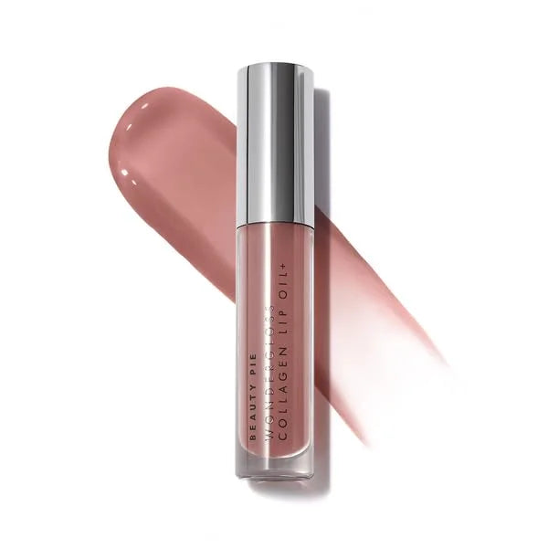 Beauty Pie Wondergloss Collagen Lip Oil + (Nude Nectar) – Hydrating, Plumping, Non-Sticky Gloss with Collagen AC Micro-Vec...