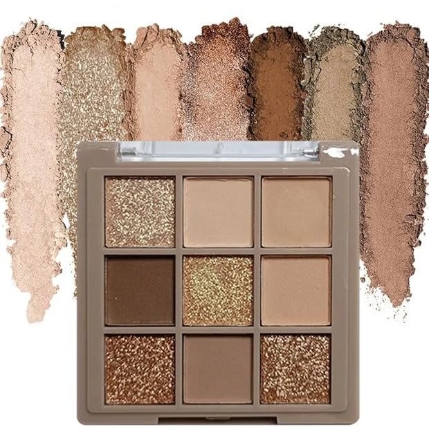 9 Colors Matte Nude Pink Shimmer Gold Dark Brown Colorful Eyeshadow Palette Matte Shimmer Korean Natural Eye Shadow palett...
