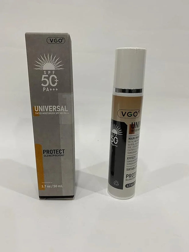 VGO Tinted Sunscreen with SPF 50, Hydrating Face Sunscreen Moisturizer Foundation Universal Face Sun Cream Makeup Against ...