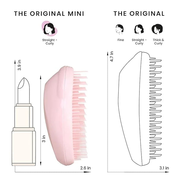Tangle Teezer Original Detangler Brush, Dry & Wet Travel Size Mini Hair Brush, for Kids & All Hair Types, Millennial Pink ...