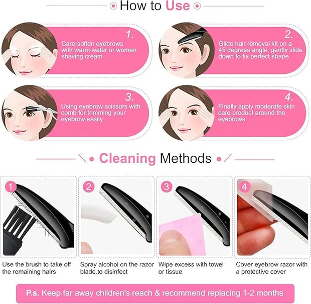 Eyebrow Razor Pack, Multipurpose Dermaplaning Face Razors for Women Facial Hair Removal/Exfoliating/Eyebrow Face Shavers/P...