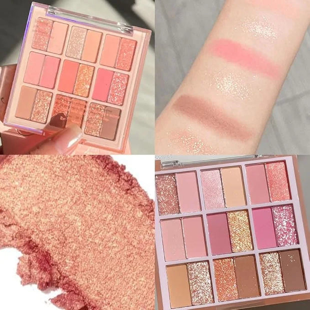 18Colors Nude Pink Rose Gold Shimmery Eyeshadow Palette Makeup,Light Nude Soft Glitter Sparkly Highly Pigmented Eye Shadow...