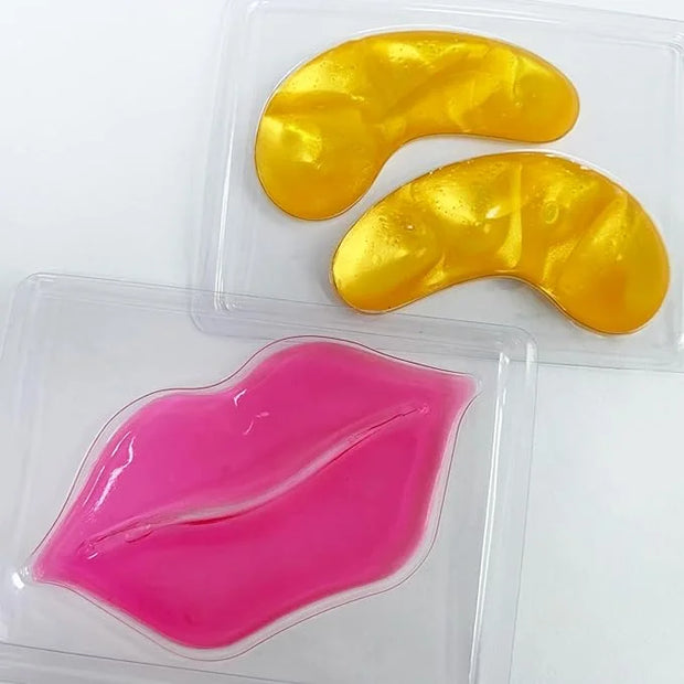 Adofect 40 Pairs Under Eye Patches and Lip Mask 24K Gold Eye Mask for Puffy Eyes Collagen Lip Masks and Crystal Eye Mask R...