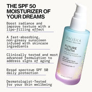 Pacifica Peptide Face Moisturizer Future Youth Daily Turnaround Hydrating, SPF 50 Broad Spectrum, UVA/UVB Sun Protection, ...