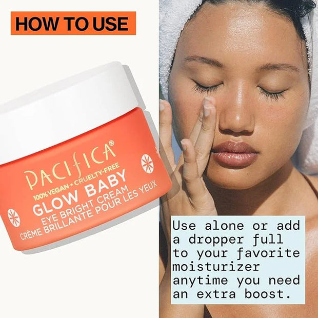Pacifica Glow Baby Brightening Eye Cream – Vitamin C Under Eye Cream for Dark Circles & Puffiness, Caffeine-Infused Eye Br...