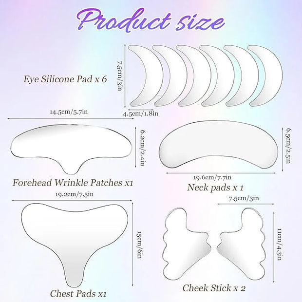 11 Pcs Neck Wrinkle Patches Reusable Silicone Forehead Wrinkle Mask No Adhesive Under Eye Pad for Plump Wrinkles Skin Line...
