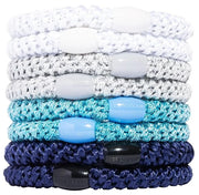 L. Erickson Grab & Go Pony - Blue Glow - 8 Pack Ponytail Holder Hair Ties - Mixed Blue and White - Product Image