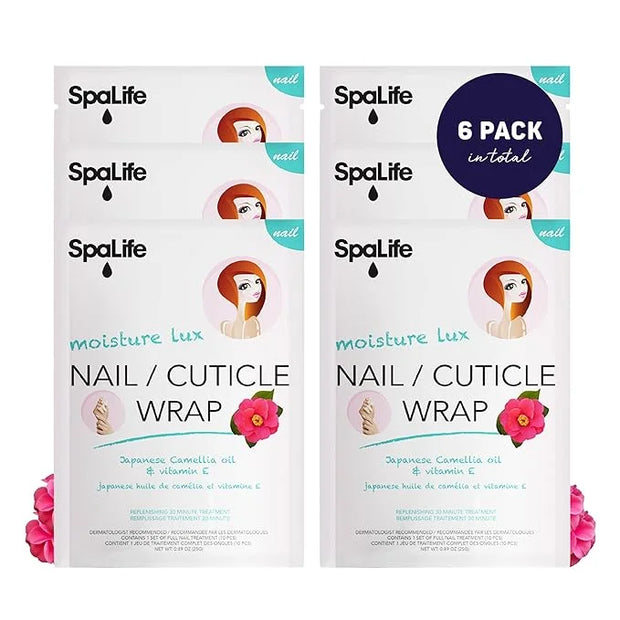 SpaLife Japanese Camellia Oil & Vitamin E Nail Cuticle Wrap 6-Pack (60 Count) - Moisturizing Nail Masks, Dermatologist Rec...