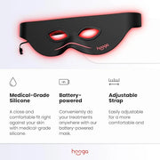 Red Light Therapy Eye Mask with 660nm & 850nm Dual-Chip LEDs, Adjustable Strap, Rechargeable 3000mAh Battery, Remote Contr...