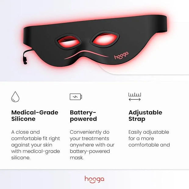 Red Light Therapy Eye Mask with 660nm & 850nm Dual-Chip LEDs, Adjustable Strap, Rechargeable 3000mAh Battery, Remote Contr...