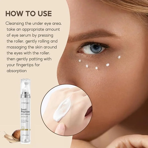 Under Eye Cream for Dark Circles And Puffy Eyes, Snail Peptide Energetic Eye Roll-On 360° Massage, Dark Circle Eye cream, ...