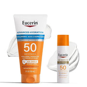 Eucerin Sun Sunscreen Pack with Hyaluronic Acid, Advanced Hydration SPF 50 Sunscreen Lotion, 5 Fl Oz Tube + Age Defense Fa...