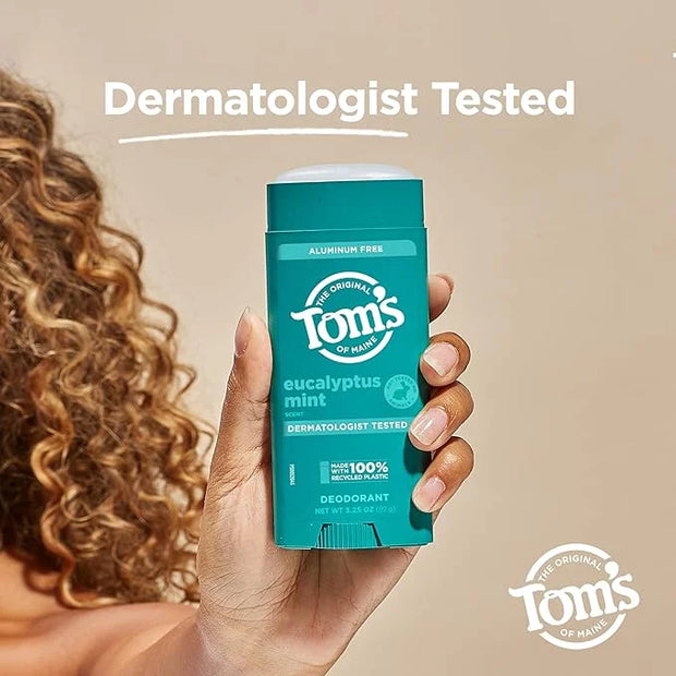 Tom's of Maine Eucalyptus Mint Aluminum Free Natural Deodorant For Women & Men | Goes on Clear | Odor & Wetness Protection...