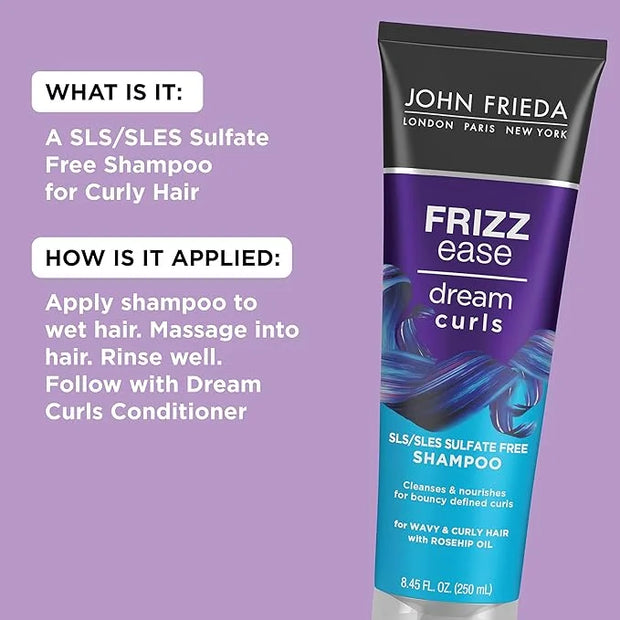 John Frieda Anti Frizz, Frizz Ease Dream Curls Shampoo, SLS/SLES Sulfate Free Shampoo for Curly Hair, Helps Control Frizz,...