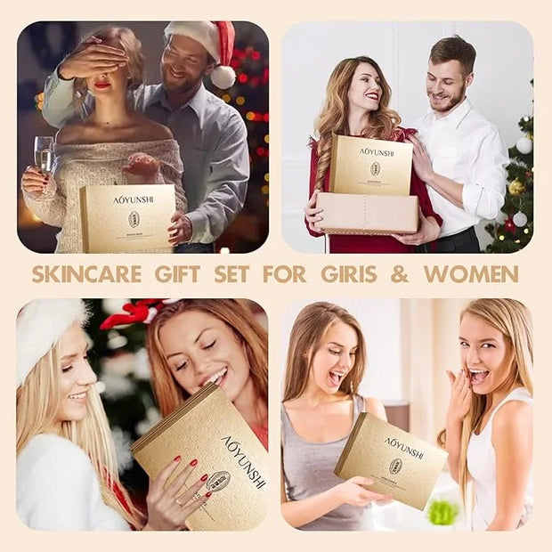 Luxurious Hydrating Skincare Gift Set with Cordyceps Extract - Includes Face Cleanser, Balm, Eye Cream, and 4-Piece Essenc...