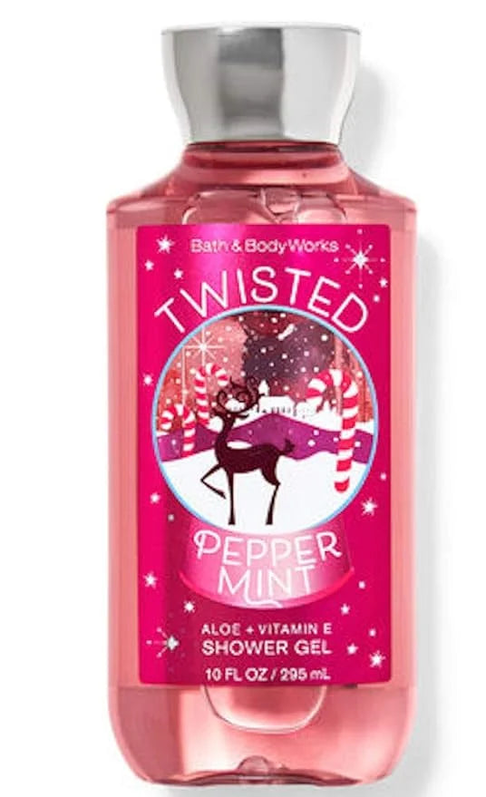 Bath and Body Works Body Care - Full Size Shower Gel Aloe + Vitamin E - 10 fl oz - Twisted Peppermint - Product Image