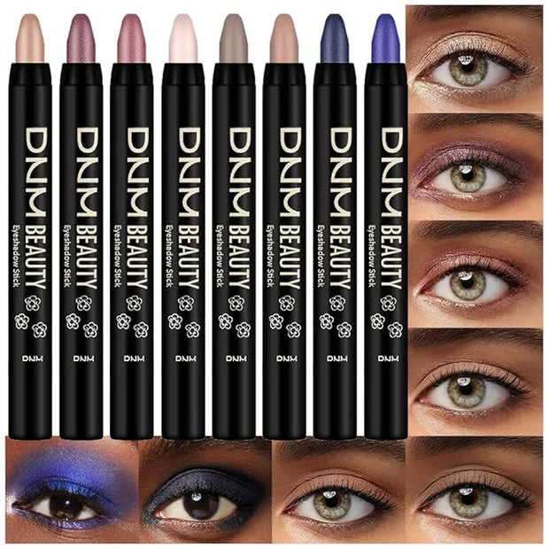 Kaely 8Pcs Cream Eyeshadow Stick Set for Eyes,Sand Orchid Rose Desert Ginger Caramel Midnight Blue Blue,Halloween Makeup,M...