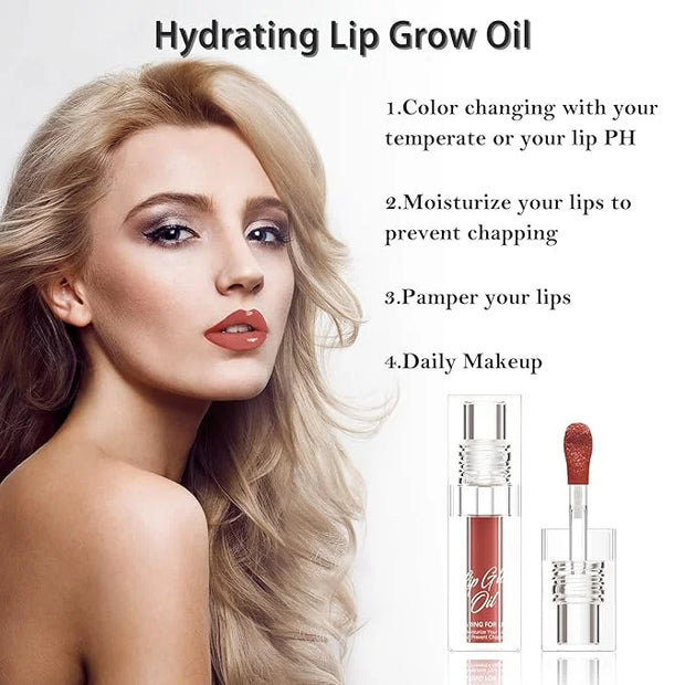 Hydrating Lip Glow Oil - Transparent Clear Plumping Gloss for Women & Girls, Color-Changing Tinted Balm, Tinta para Labios...