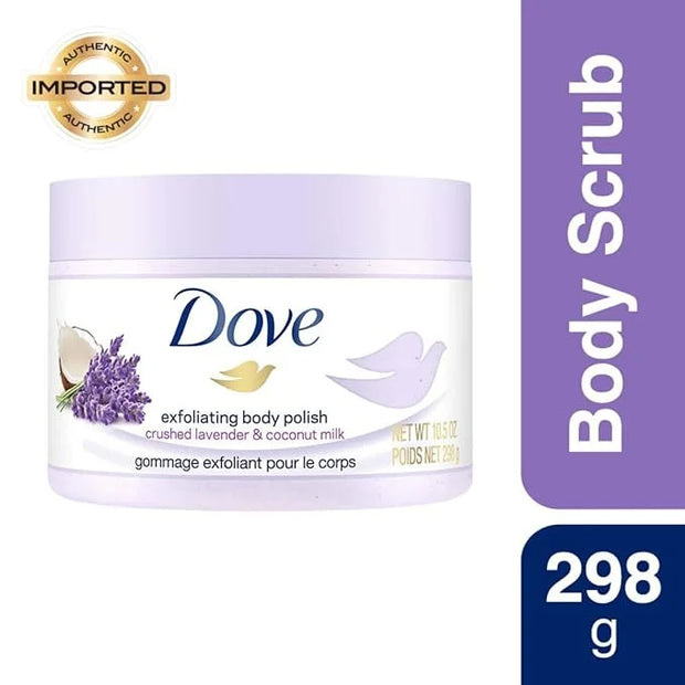 Dove Exfoliating Body Polish Body Scrub Crushed Lavender & Coconut Milk 10.5 oz - Product Image