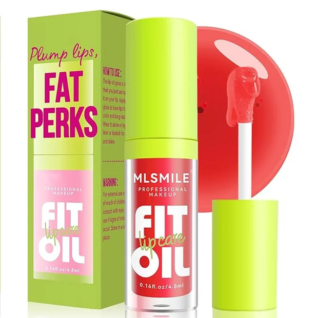 4 Colors Fat Oil Lip Gloss, Lip Oil Lip Glaze Hydrating Lip Glow Oil Big Brush Head Moisturizing Lip Gloss, Shiny Transpar...