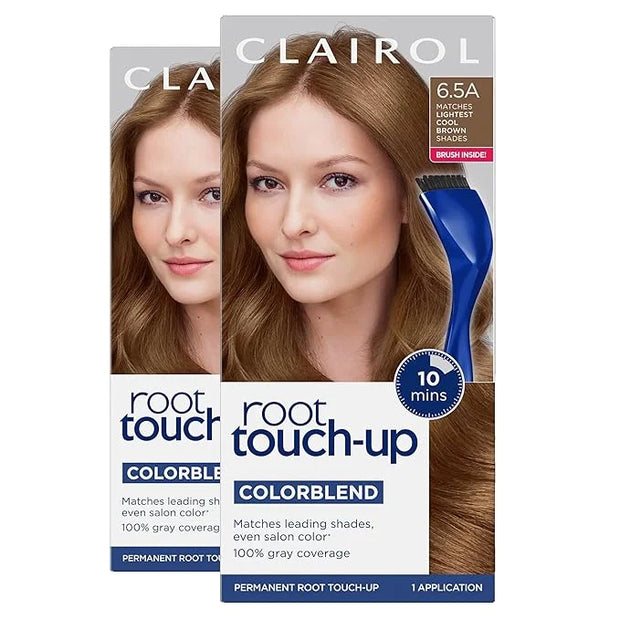 Clairol Root Touch-Up by Nice'n Easy Permanent Hair Dye, 6.5A Lightest Cool Brown Hair Color, (Pack of 2) - Product Image