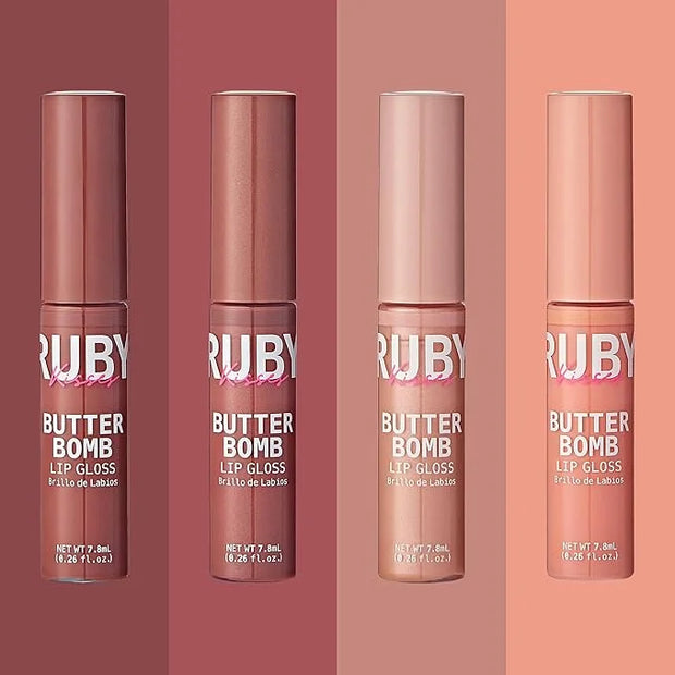 Ruby Kisses Lip Gloss Butter Bomb Gloss Non-Sticky Lip Gloss Vitamin E Natural Nude Lip Makeup- 7.8mL (0.26 US fl.oz) (Bli...