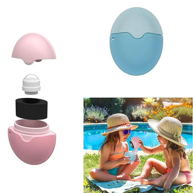 Sunscreen Applicator - Single Blue - BPA-Free Refillable Roll on Sponge Sunscreen, Suncream & Lotion Applicator For Kids, ...