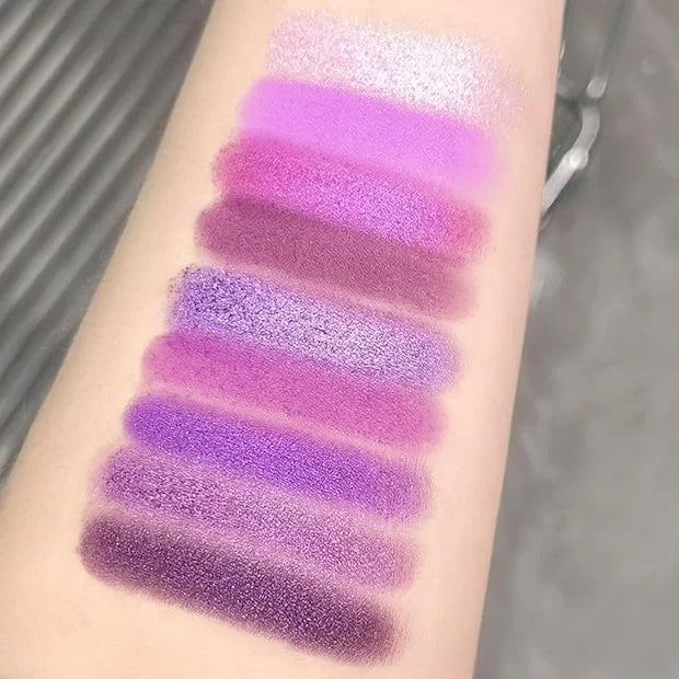 Purple Glitter Matte Eyeshadow Palette, 9 Colors Shimmer High Pigmented Eyeshadow Powder, Dream Purple Eye Shadow Palette ...