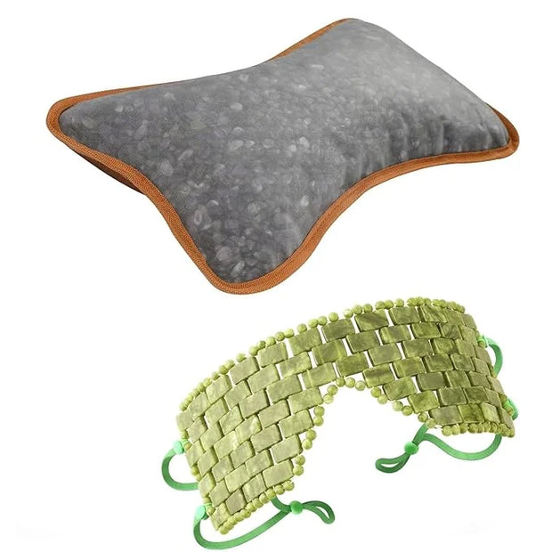 Jade Eye Mask &Crystal Energy Pillow Infused-Healing Crystal Pillows for Sleeping Nurtures Body,Mind,and Spirit,Comfortabl...