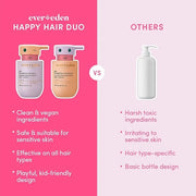 Evereden Kids Haircare Set: Hair Detangling Shampoo & Conditioner for Children Ages 3+, Plant Protein Peptides & Argan Oil...