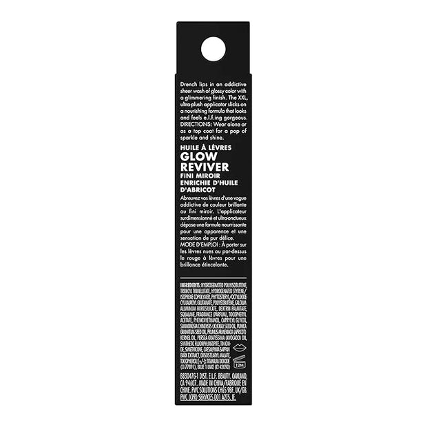 e.l.f. Glow Reviver Lip Oil, Nourishing and Hydrating with High-Shine Glimmer Finish & Sheer Wash Of Color, Minty Scent, N...