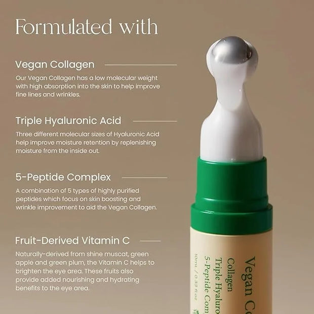 AXIS-Y Vegan Collagen Eye Serum - K Beauty Triple Hyaluronic Acid & Peptide Collagen Serum Improve Skin Elasticity, Reduce...