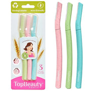 Paris Women Facial Eco Razors - 3 pcs per pack - Wheat Straw Eyebrow Razors - Multipurpose Facial Body Hair Peach Fuzz Rem...