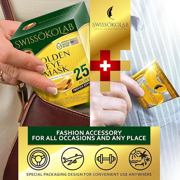 SWISSÖKOLAB Under Eye Patches For Puffy Eyes 24k Gold Eye Mask Dark Circles And Puffiness Collagen Eye Gel Pads Moisturizi...