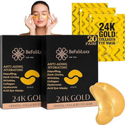 24K Gold Under Eye Patches (20 Pairs) Anti-Aging, Hydrating, Depuffing, Dark Circles, Wrinkles, Collagen & Hyaluronic Acid...